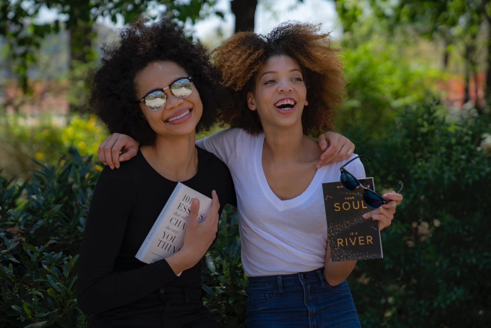 Girls holding books