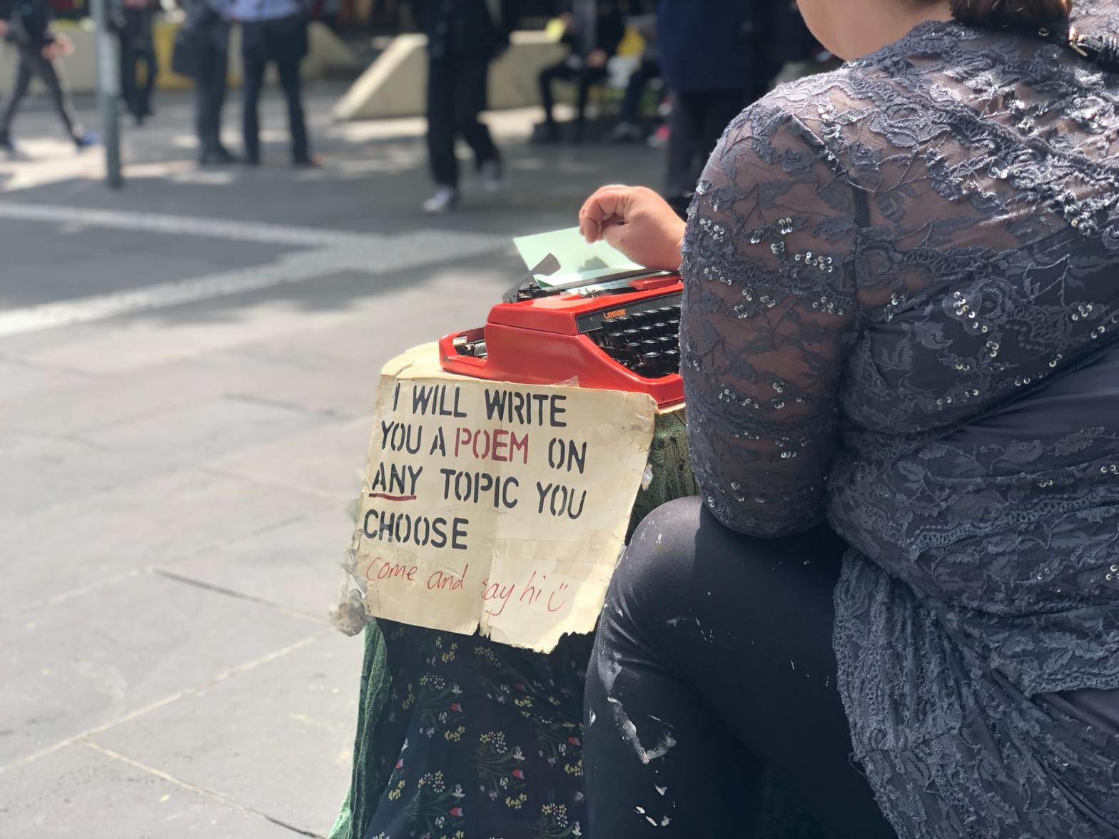 Poet with a typewriter